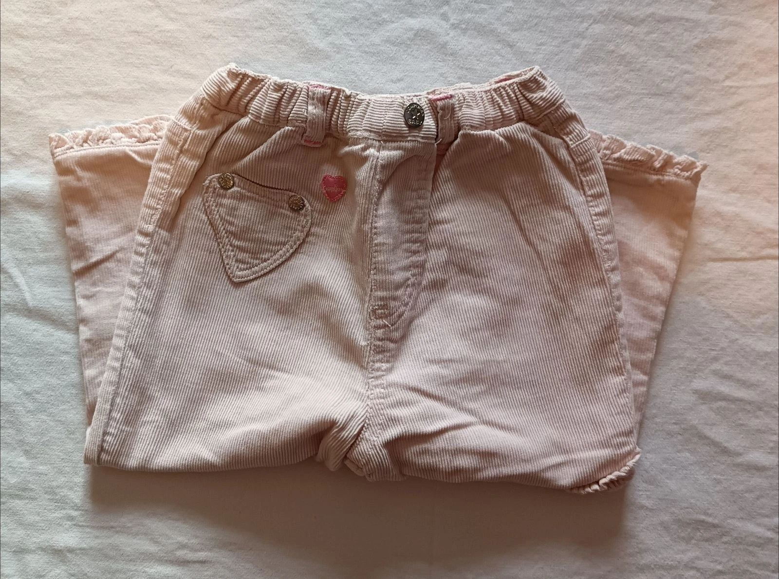 Pantalon en velours côtelé rose Complices Baby